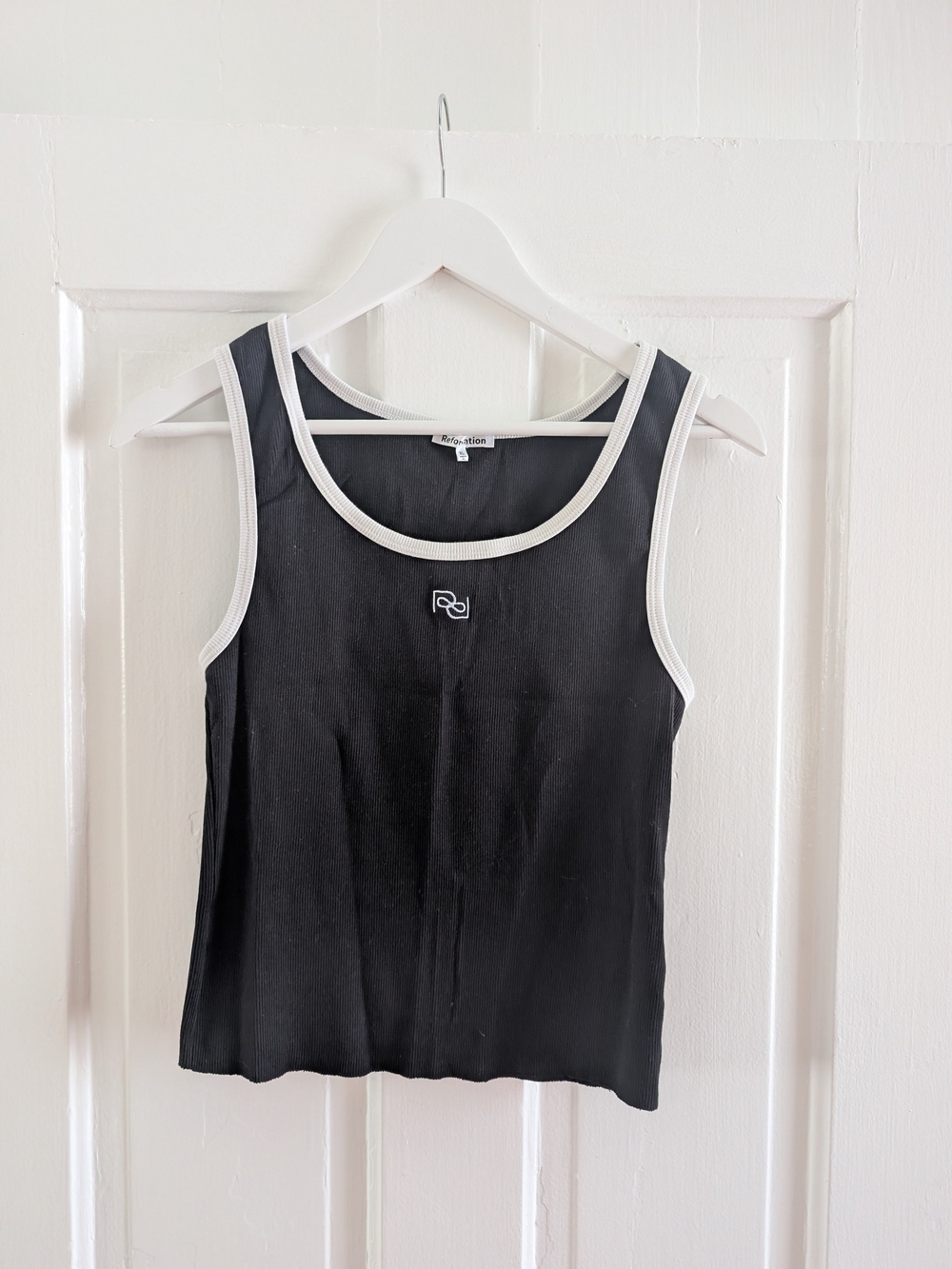 Reformation Black Tank Top with White Trim